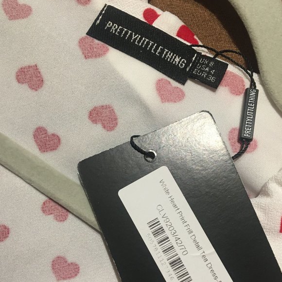 PrettyLittleThing Heart Print Frill Dress sz 4 - Picture 6 of 6